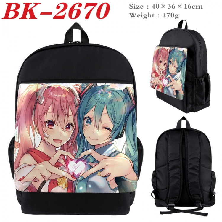 Hatsune Miku Waterproof nylon canvas flip color picture backpack 40X36X16CM  BK-2670