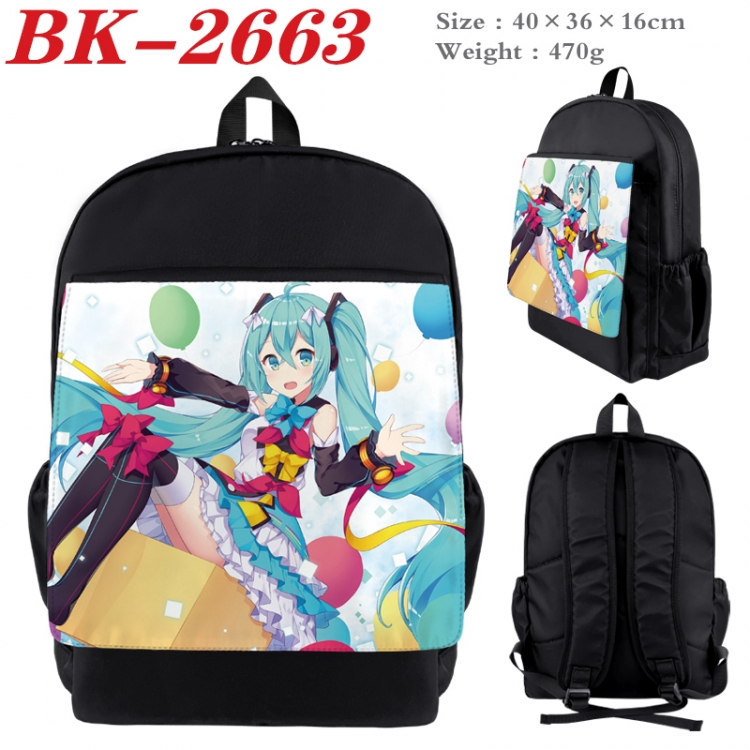 Hatsune Miku Waterproof nylon canvas flip color picture backpack 40X36X16CM BK-2663