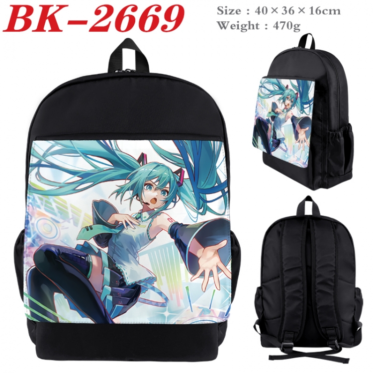 Hatsune Miku Waterproof nylon canvas flip color picture backpack 40X36X16CM BK-2669