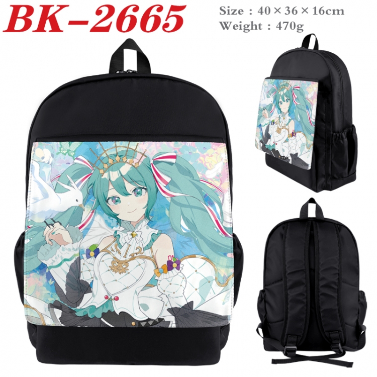 Hatsune Miku Waterproof nylon canvas flip color picture backpack 40X36X16CM BK-2665