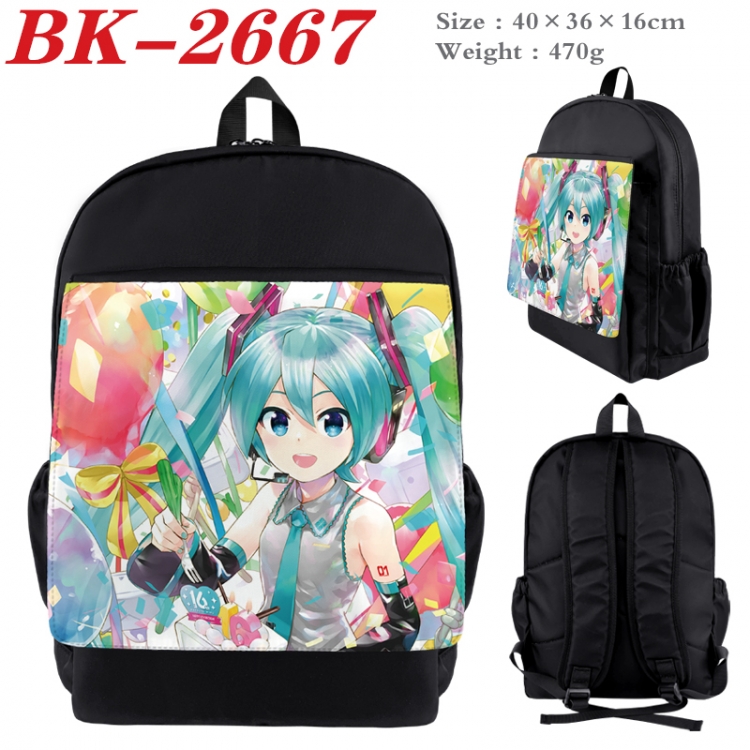 Hatsune Miku Waterproof nylon canvas flip color picture backpack 40X36X16CM BK-2667