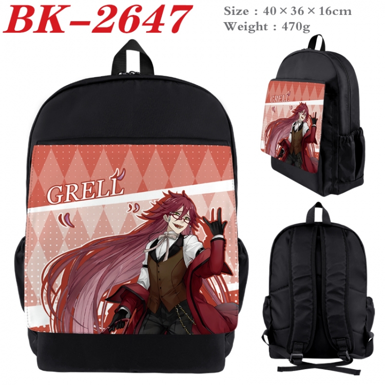 Kuroshitsuji Waterproof nylon canvas flip color picture backpack 40X36X16CM  BK-2647