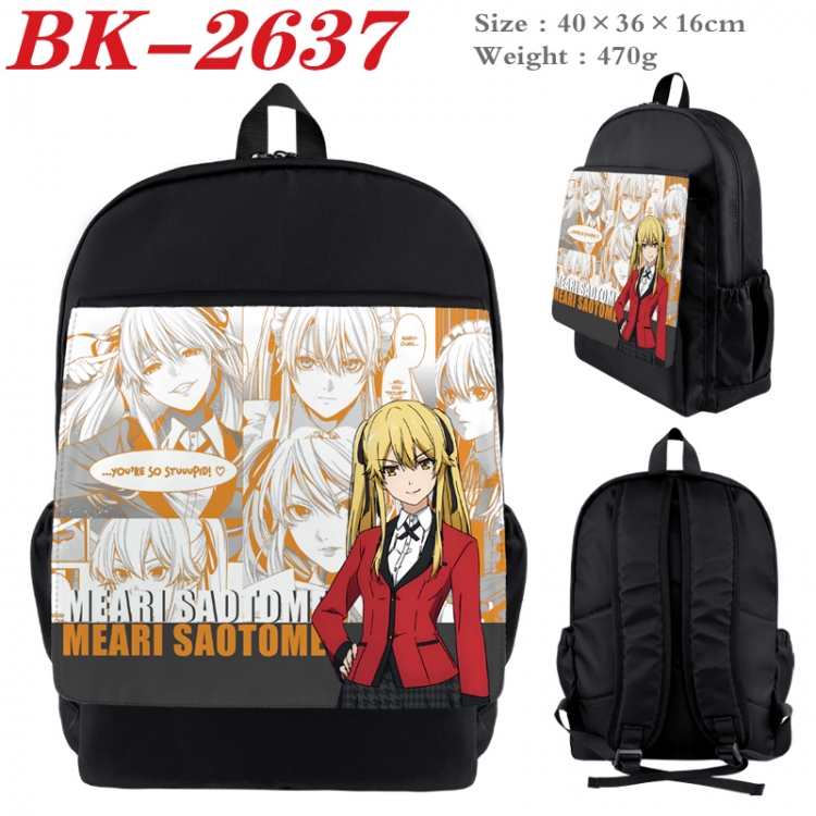 Kakegurui Waterproof nylon canvas flip color picture backpack 40X36X16CM  BK-2637