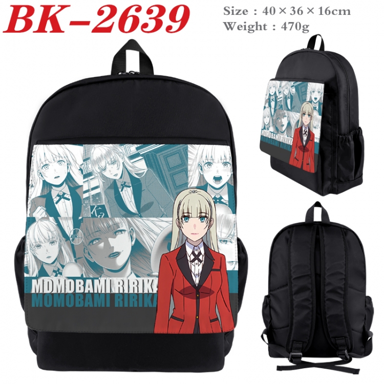 Kakegurui Waterproof nylon canvas flip color picture backpack 40X36X16CM  BK-2639