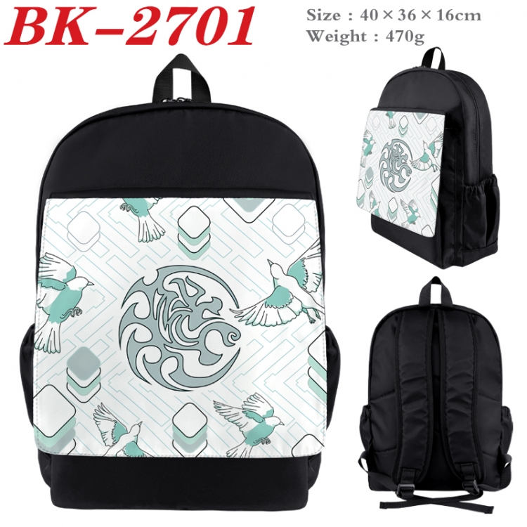 The wizard of the de Waterproof nylon canvas flip color picture backpack 40X36X16CM BK-2701