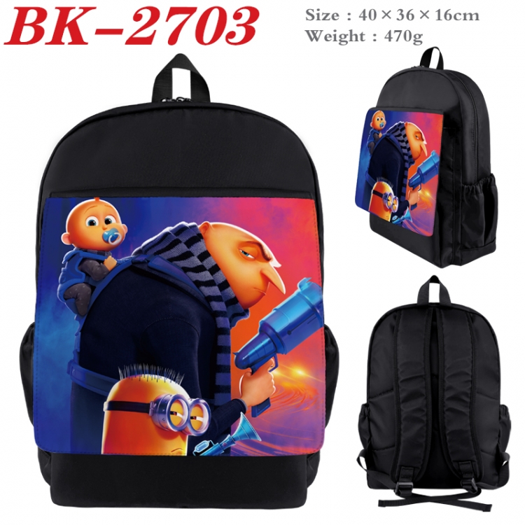 Despicable Me Waterproof nylon canvas flip color picture backpack 40X36X16CM BK-2703