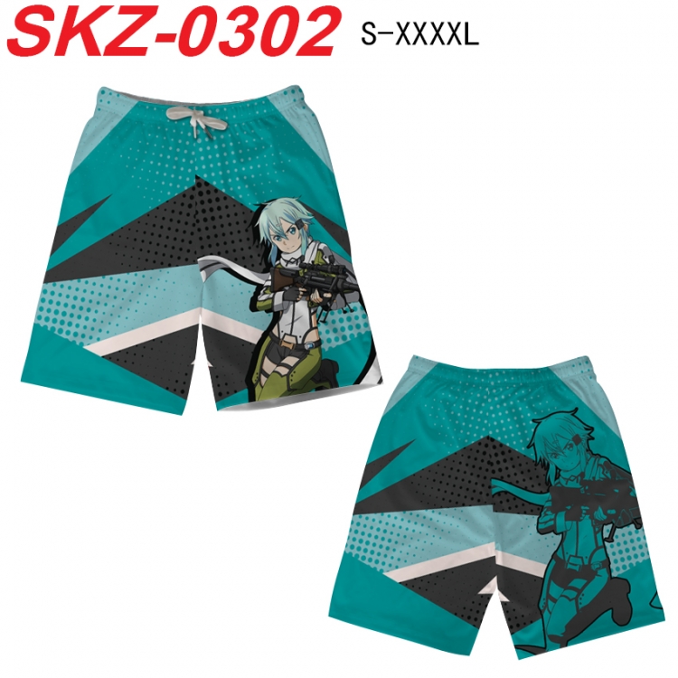 Sword Art Online Anime full-color digital printed beach shorts from S to 4XL  SKZ-0302