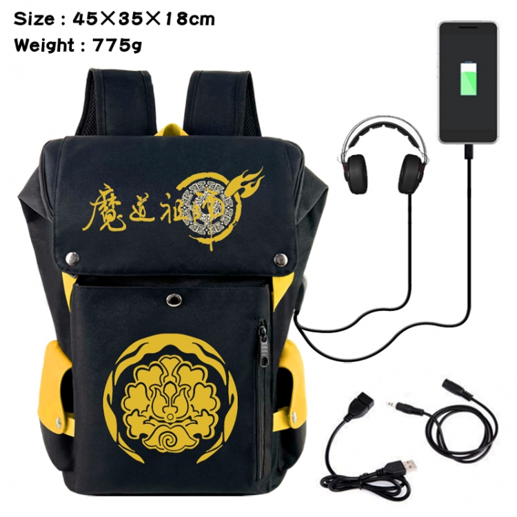 The wizard of the de Anime Canvas Bucket Data Cable Backpack School Bag 45X35X18CM 775G