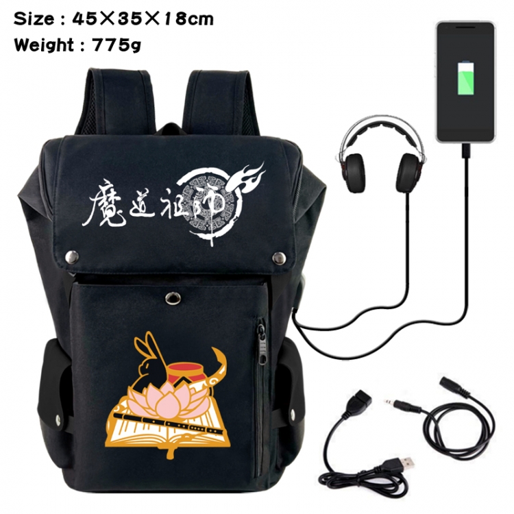 The wizard of the de Anime Canvas Bucket Data Cable Backpack School Bag 45X35X18CM 775G