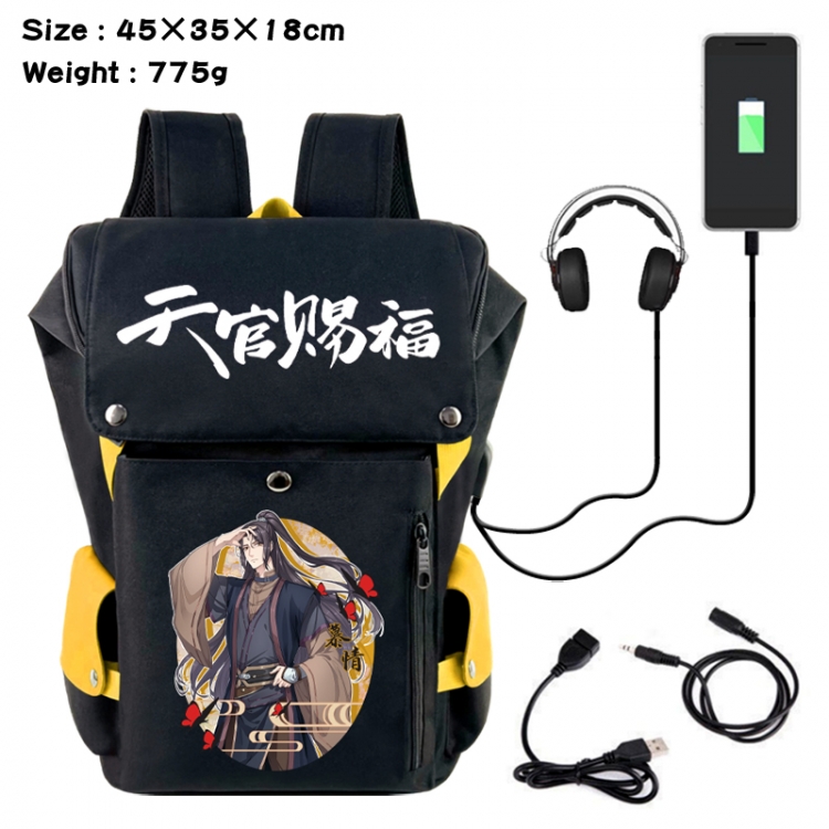 Heaven Official's Blessing Anime Canvas Bucket Data Cable Backpack School Bag 45X35X18CM 775G