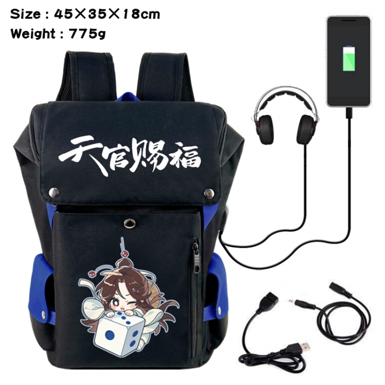 Heaven Official's Blessing Anime Canvas Bucket Data Cable Backpack School Bag 45X35X18CM 775G