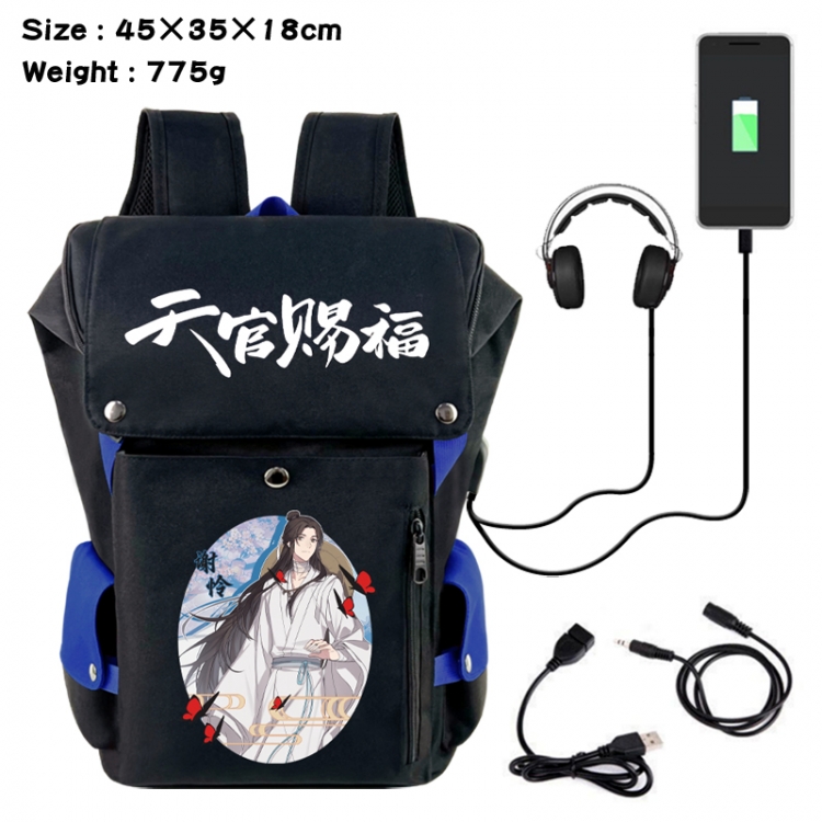 Heaven Official's Blessing Anime Canvas Bucket Data Cable Backpack School Bag 45X35X18CM 775G