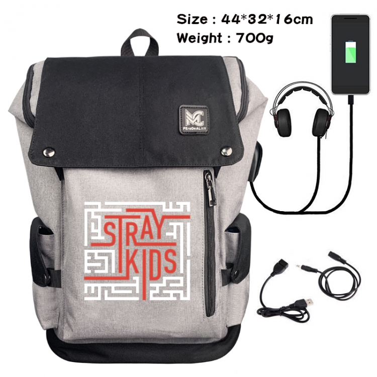 straykids Animation anti-theft canvas bucket backpack 44X32X16CM