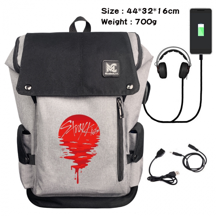 straykids Animation anti-theft canvas bucket backpack 44X32X16CM