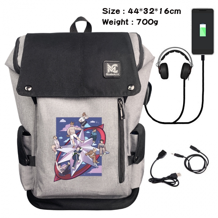 straykids Animation anti-theft canvas bucket backpack 44X32X16CM