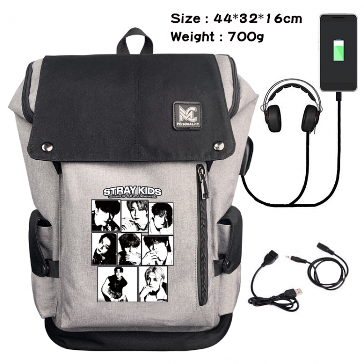 straykids Animation anti-theft canvas bucket backpack 44X32X16CM