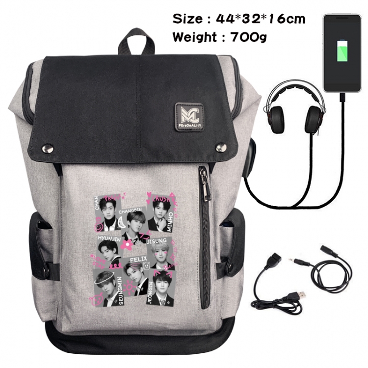 straykids Animation anti-theft canvas bucket backpack 44X32X16CM