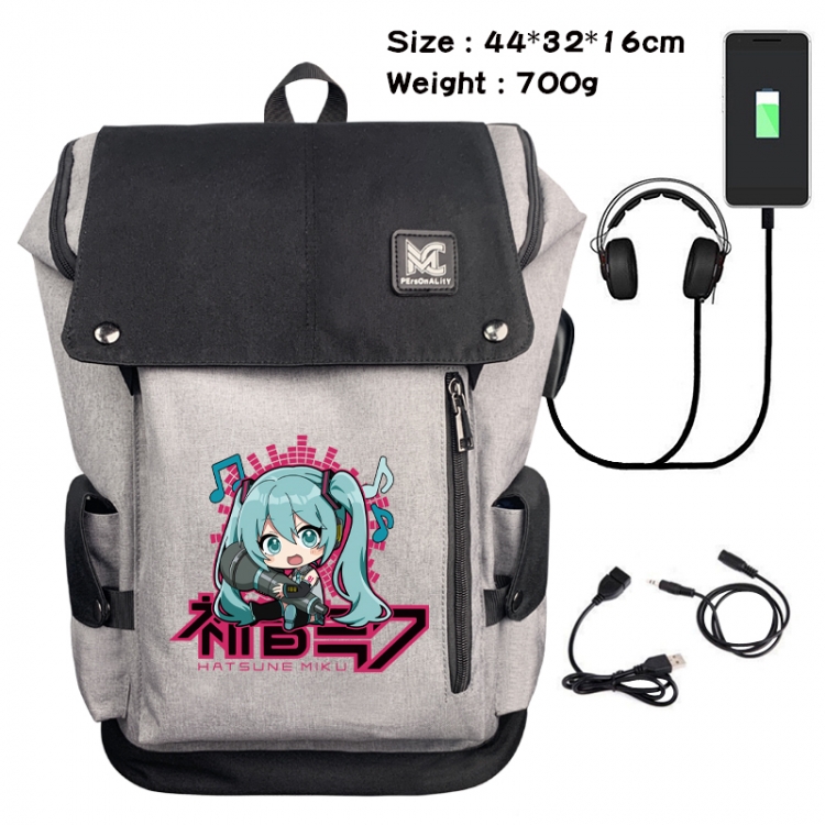 Hatsune Miku Animation anti-theft canvas bucket backpack 44X32X16CM