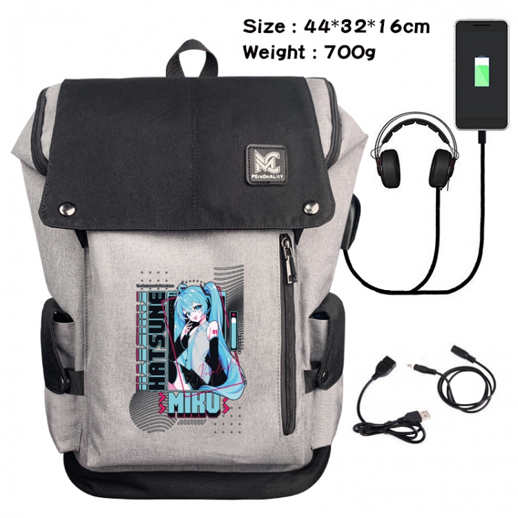 Hatsune Miku Animation anti-theft canvas bucket backpack 44X32X16CM