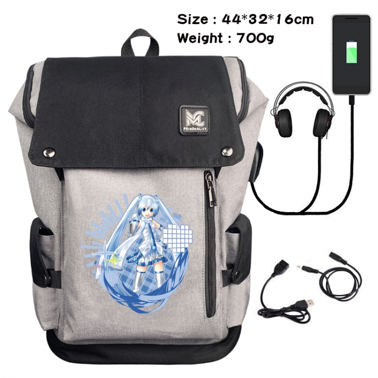 Hatsune Miku Animation anti-theft canvas bucket backpack 44X32X16CM