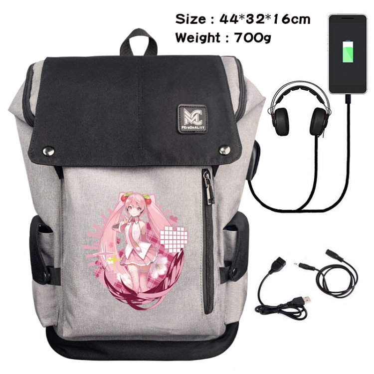 Hatsune Miku Animation anti-theft canvas bucket backpack 44X32X16CM