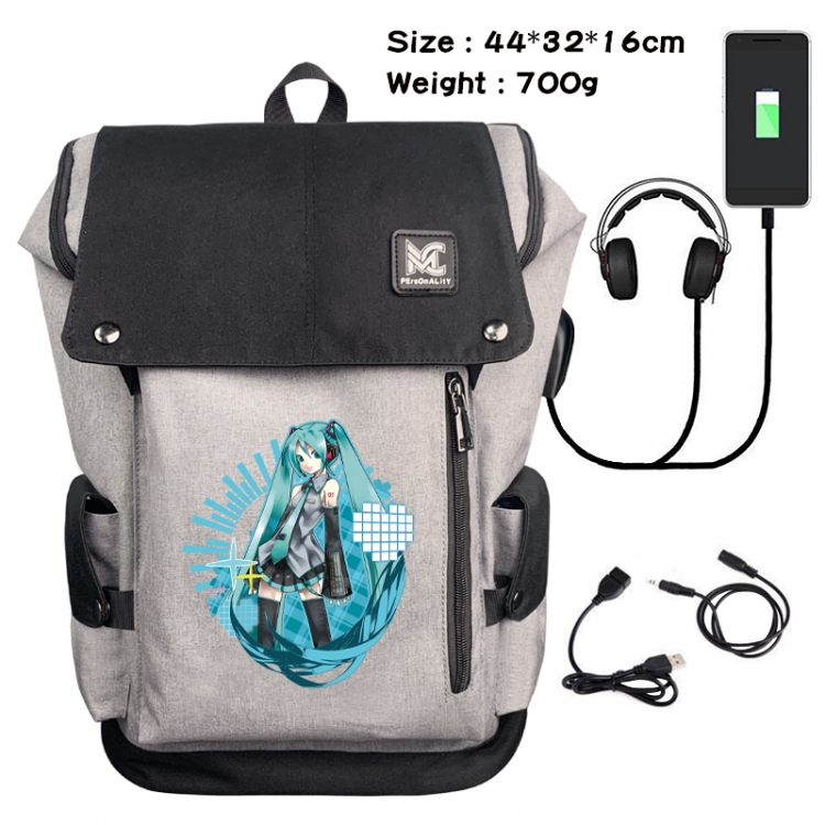 Hatsune Miku Animation anti-theft canvas bucket backpack 44X32X16CM