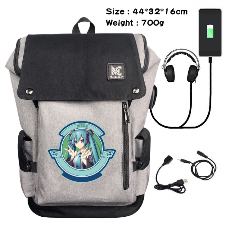 Hatsune Miku Animation anti-theft canvas bucket backpack 44X32X16CM