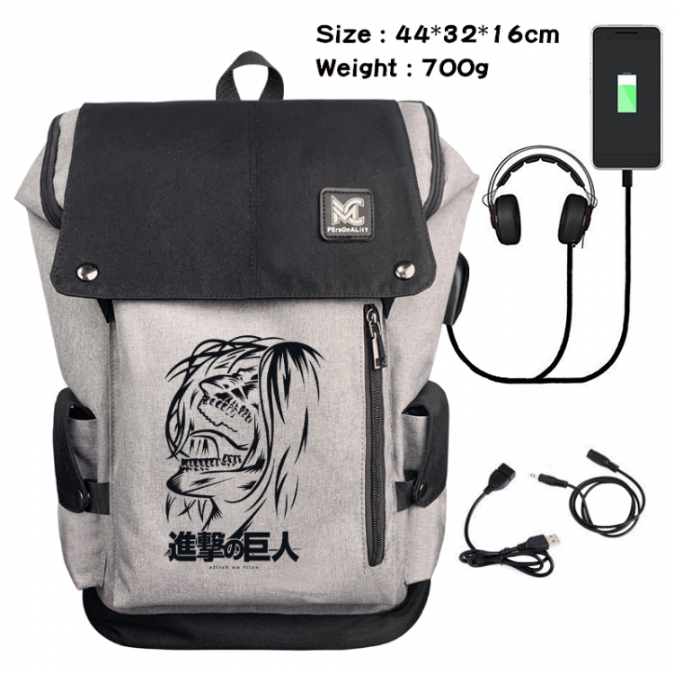 Shingeki no Kyojin Animation anti-theft canvas bucket backpack 44X32X16CM