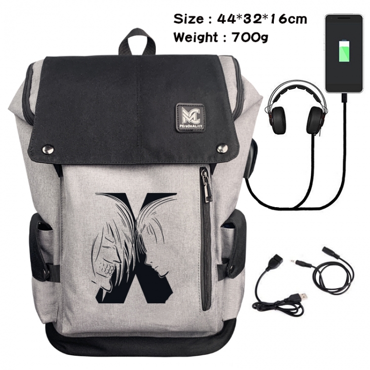 Shingeki no Kyojin Animation anti-theft canvas bucket backpack 44X32X16CM