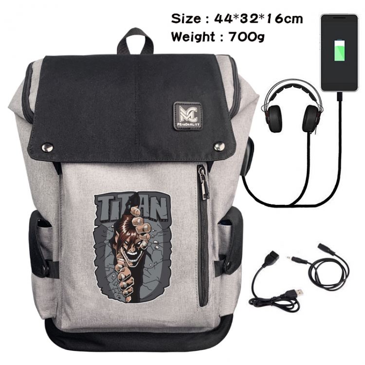 Shingeki no Kyojin Animation anti-theft canvas bucket backpack 44X32X16CM