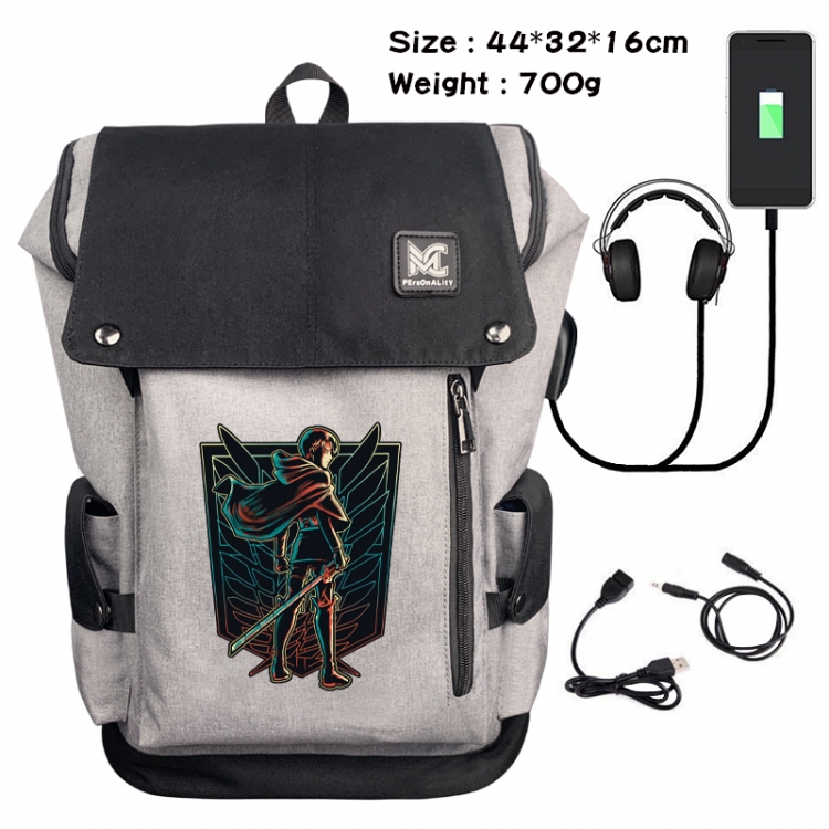 Shingeki no Kyojin Animation anti-theft canvas bucket backpack 44X32X16CM