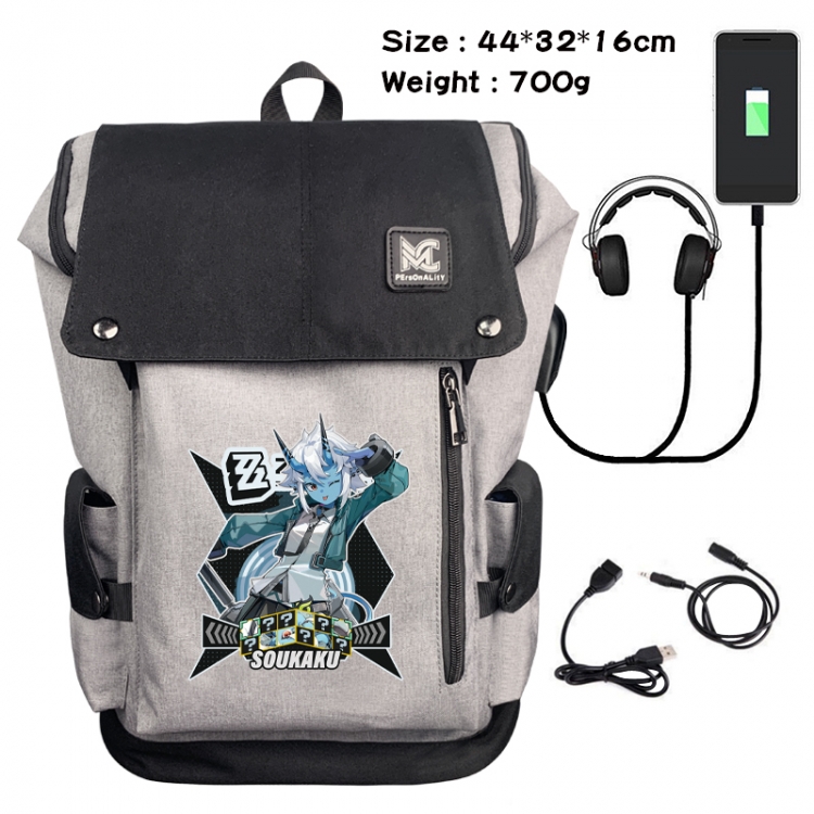 Zenless Zone Zero Animation anti-theft canvas bucket backpack 44X32X16CM