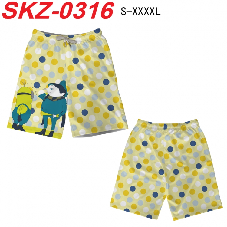 Despicable Me Anime full-color digital printed beach shorts from S to 4XL