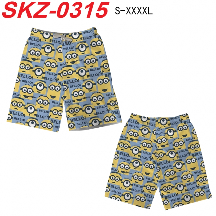 Despicable Me Anime full-color digital printed beach shorts from S to 4XL