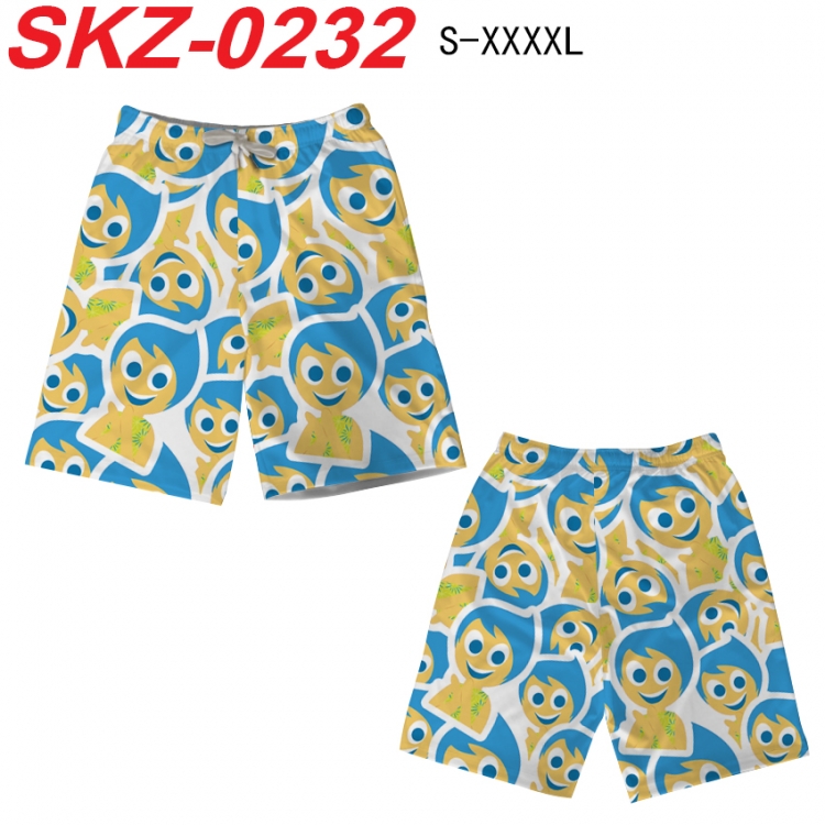 Inside Out Anime full-color digital printed beach shorts from S to 4XL  SKZ-0232