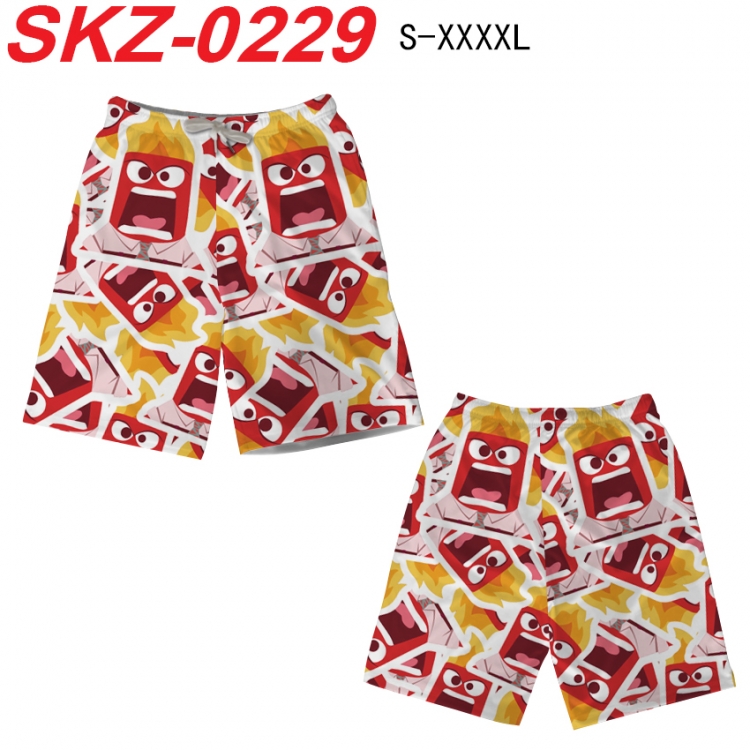 Inside Out Anime full-color digital printed beach shorts from S to 4XL  SKZ-0229