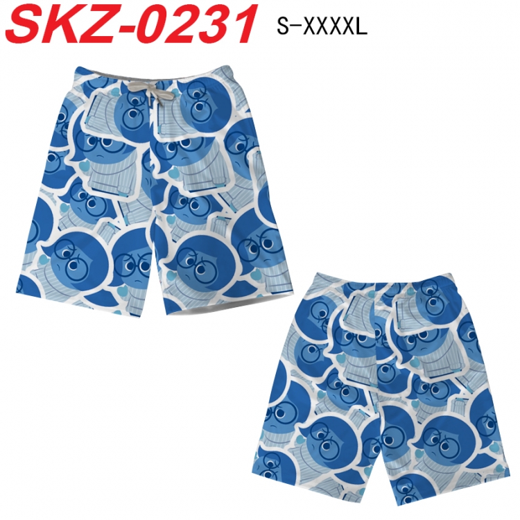 Inside Out Anime full-color digital printed beach shorts from S to 4XL  SKZ-0231