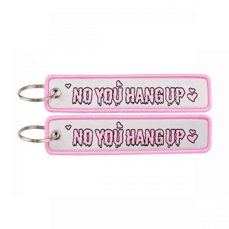 recorded utterance Double sided color woven label keychain with thickened hanging rope 13x3cm 10G price for 5 pcs NR6387