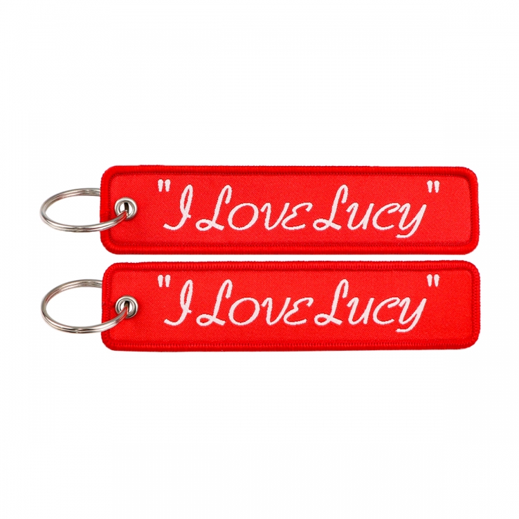 recorded utterance Double sided color woven label keychain with thickened hanging rope 13x3cm 10G price for 5 pcs NR6386