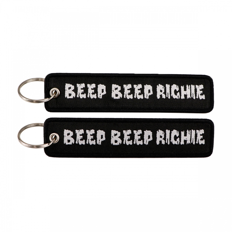 recorded utterance Double sided color woven label keychain with thickened hanging rope 13x3cm 10G price for 5 pcs NR6388