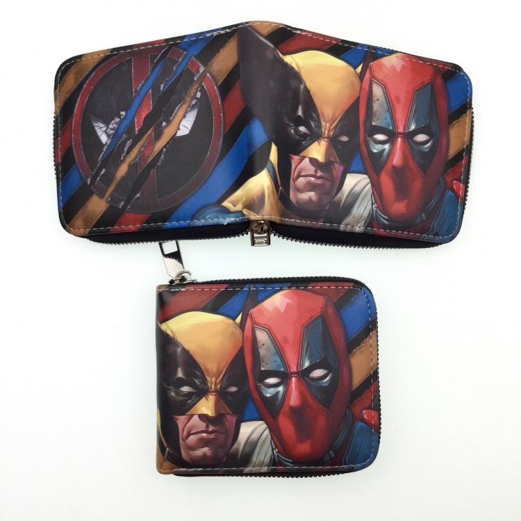 Deadpool Short zipper card wallet with foreskin clip 12X10CM E-129