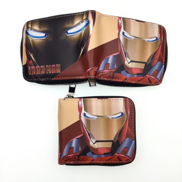 Iron Man Short zipper card wallet with foreskin clip 12X10CM  E-125