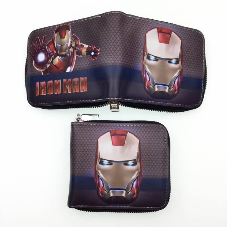 Iron Man Short zipper card wallet with foreskin clip 12X10CM  E-124