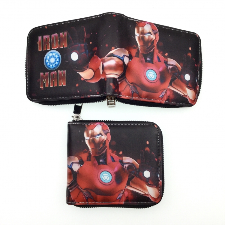 Iron Man Short zipper card wallet with foreskin clip 12X10CM E-126