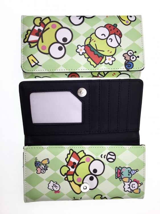 Big eyed frog Anime full color button PU long wallet