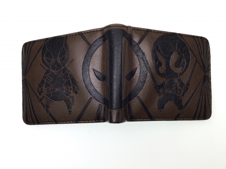  Deadpool Half fold embossed short leather wallet 11X10CM