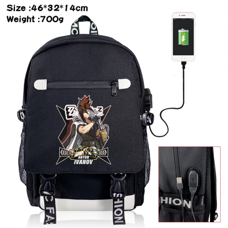 Zenless Zone Zero canvas USB backpack cartoon print student backpack 46X32X14CM 700g 