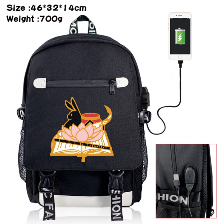 The wizard of the de canvas USB backpack cartoon print student backpack 46X32X14CM 700g 