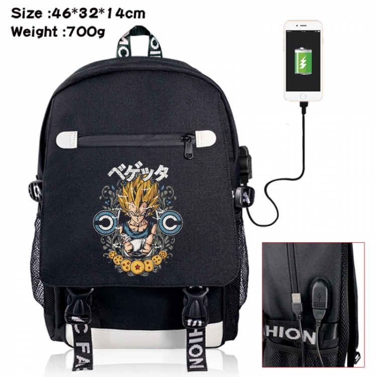 DRAGON BALL canvas USB backpack cartoon print student backpack 46X32X14CM 700g