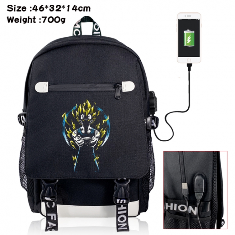 DRAGON BALL canvas USB backpack cartoon print student backpack 46X32X14CM 700g 